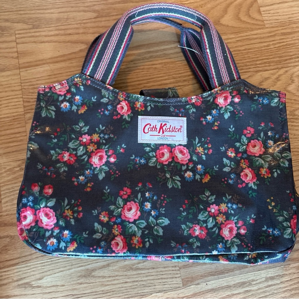 Cath Kidston Black and Pink Tote Bag with Floral Design